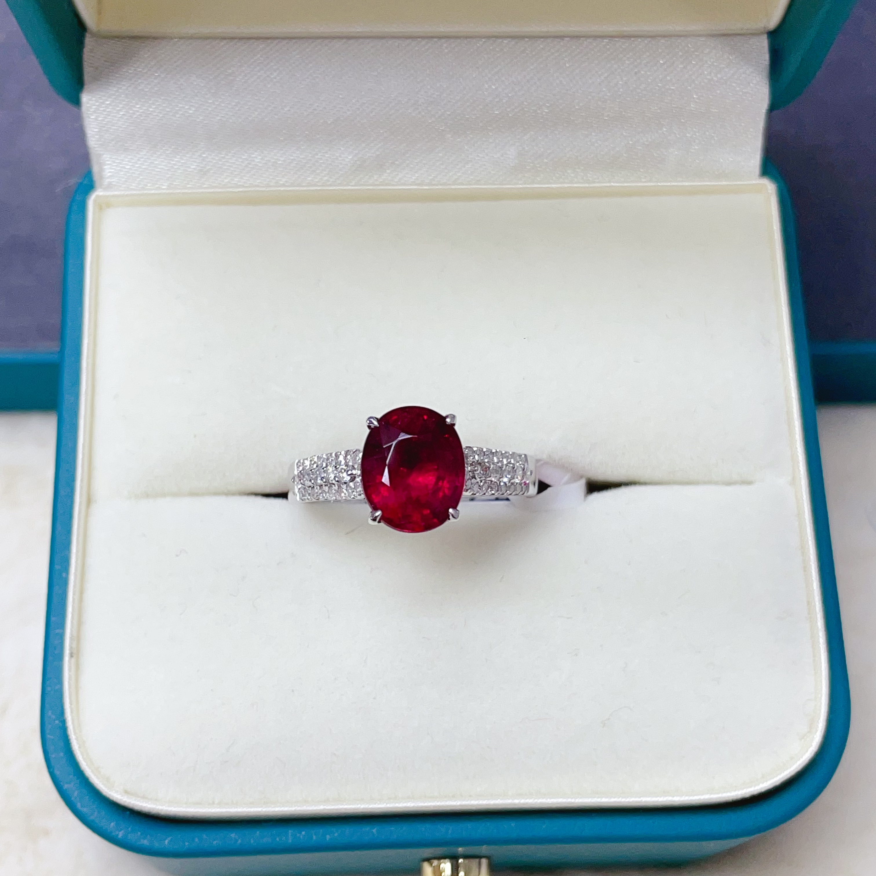 18K金碧玺戒指2.7克拉 正红鸽血红卢比来红 简约精致 Y72864