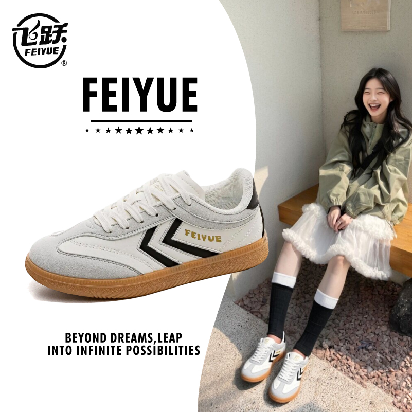 飞跃鞋子女款爆款2025新款秋季百搭德训鞋时尚软底低帮轻奢鞋子女