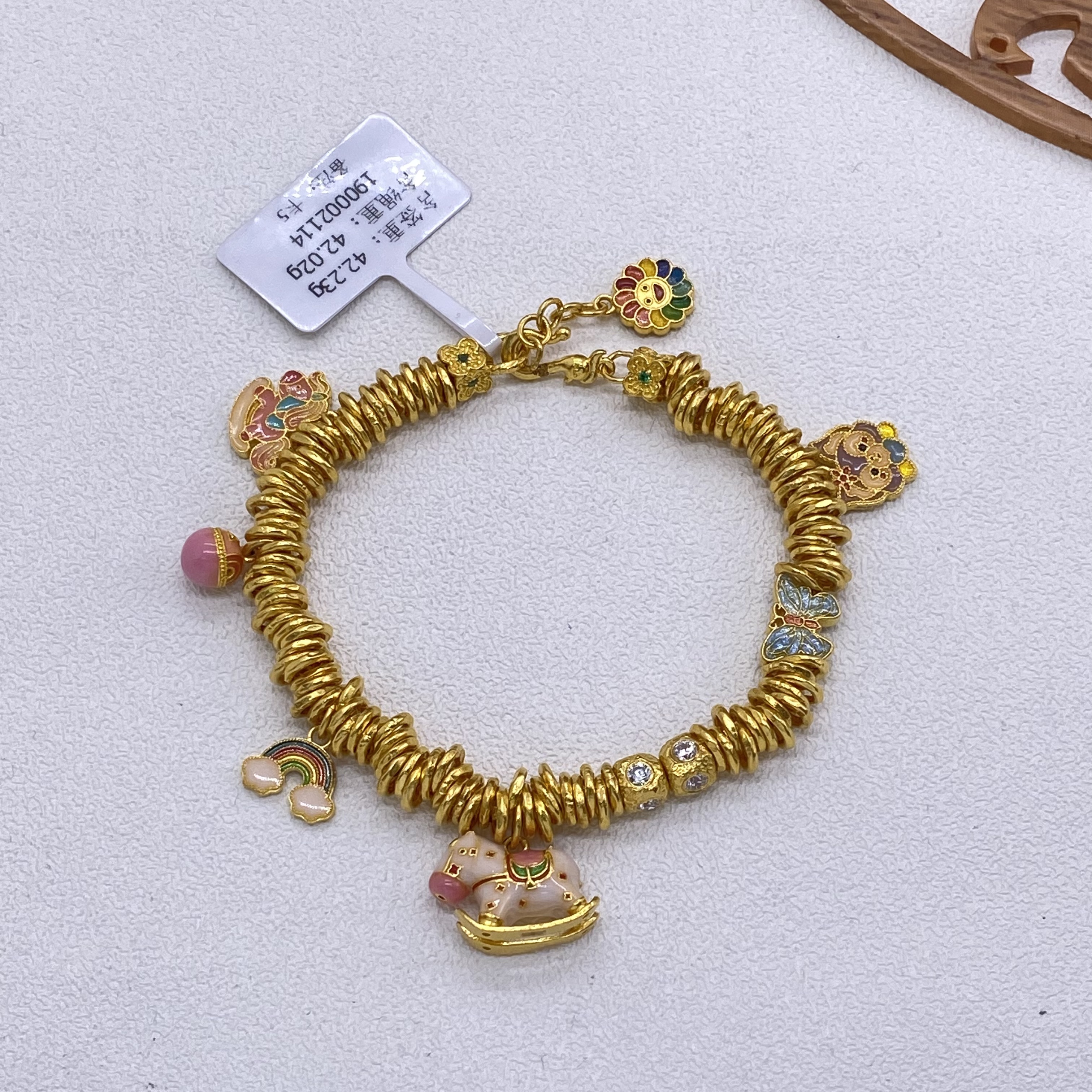 足金999手工盘缠 卡5 15CM 41.98送礼物藏式设计感