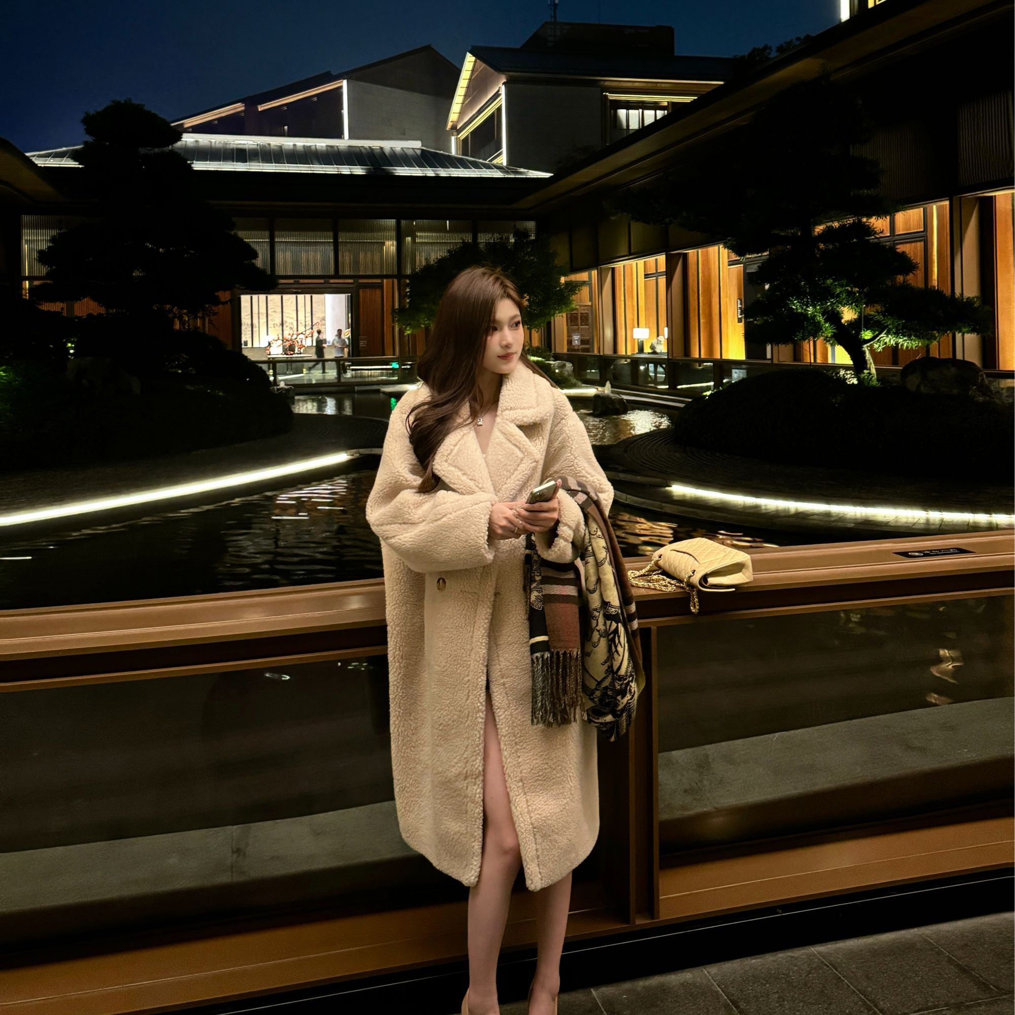 泰迪长款大衣秋冬厚外套M家宽松加厚休闲慵懒风网红气质时尚百搭