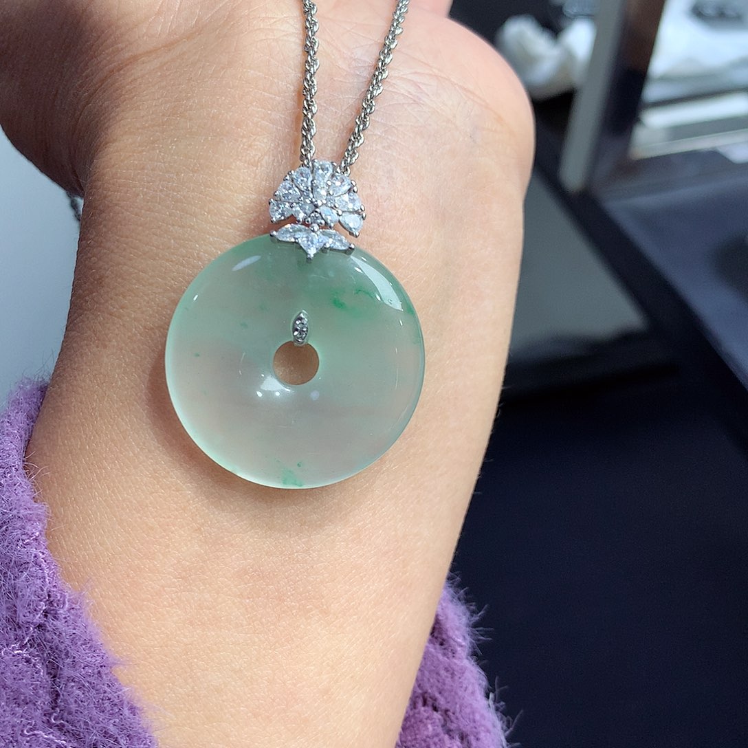 颈饰银S925镶嵌石英质玉