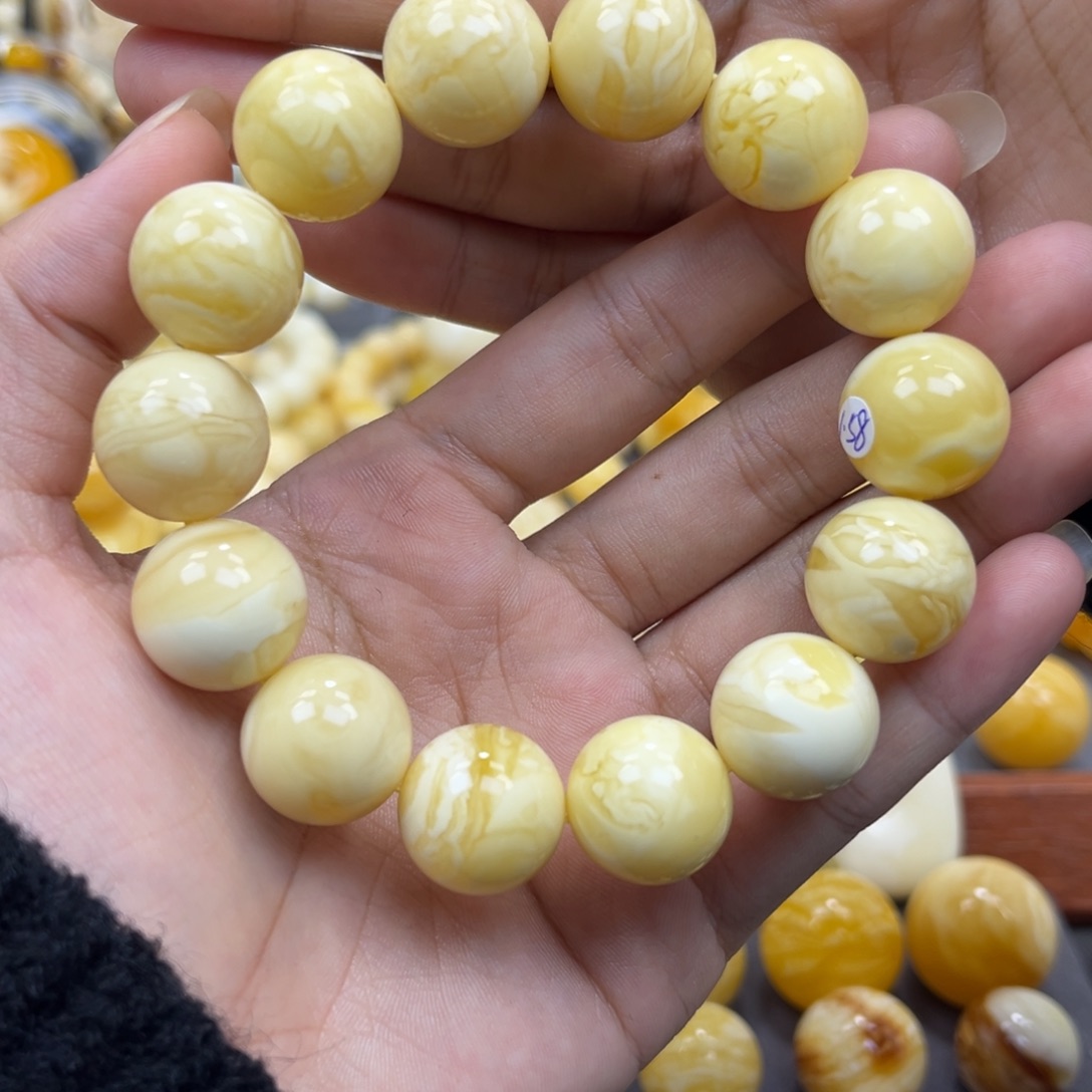 琥珀未镶嵌手串同料圆珠手串16mm