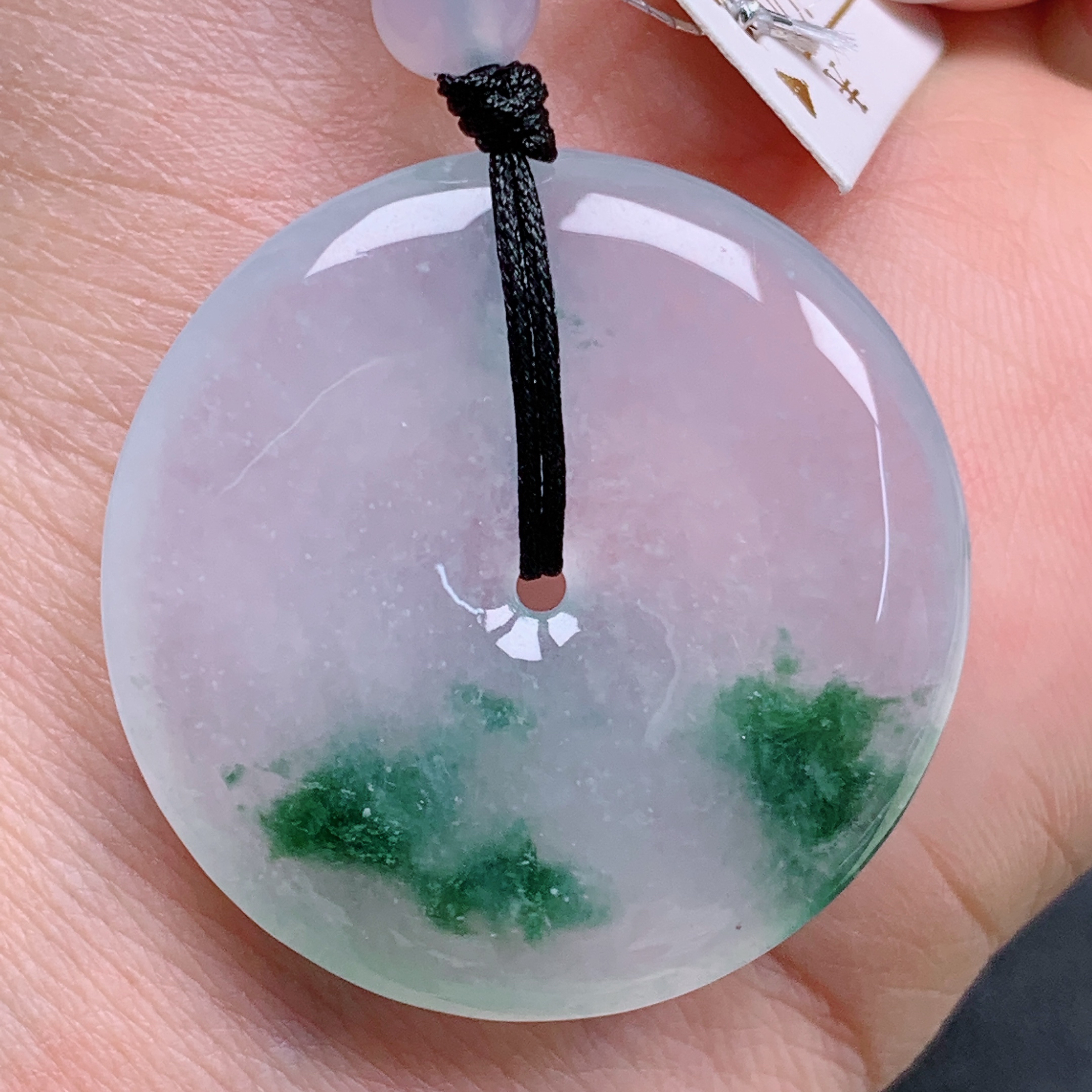 天然缅甸翡翠A货正冰飘花平安扣气质精美尺寸32.5*5.8 304