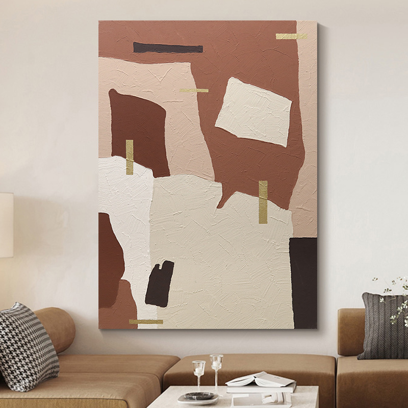 忒派极简客厅大幅抽象立体油画《观致和煦》玄关楼梯间走廊艺术挂画