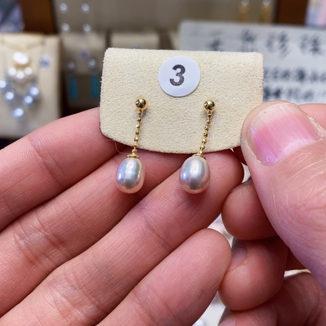 淡水珍珠耳饰银S925镶嵌