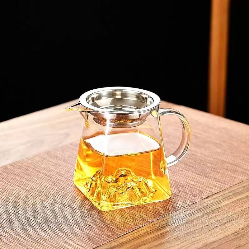 功夫茶具公杯耐热温高硼硅玻璃加厚公道杯茶漏过滤网分茶器