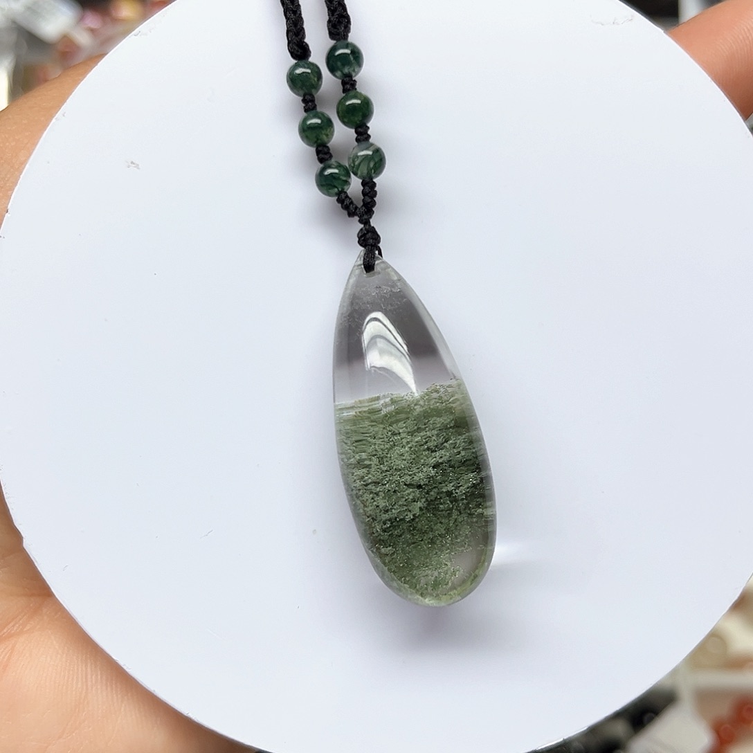 天然绿幽灵水滴吊坠