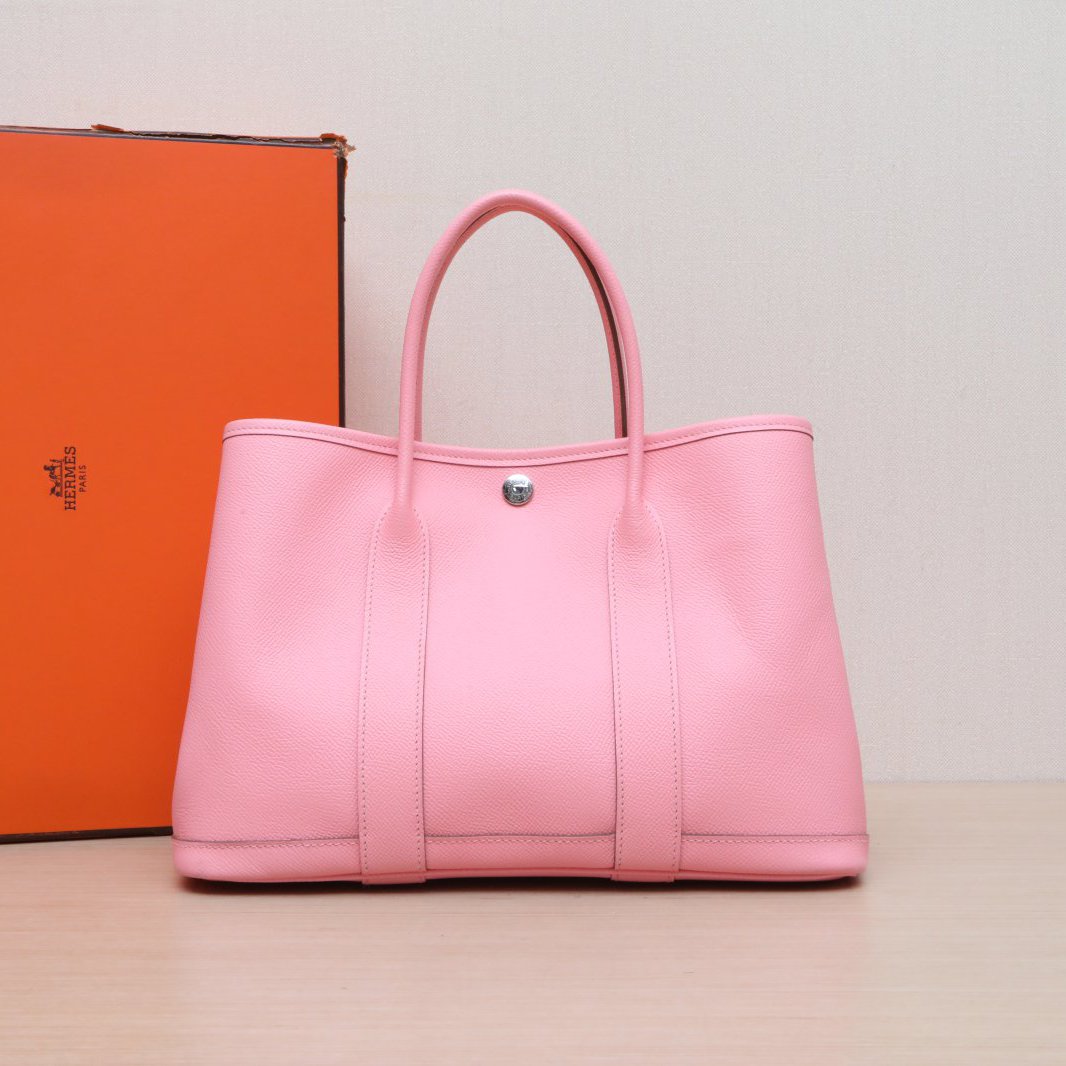 99新 Hermes/爱马仕 【双双活动】花园包 30 奶昔粉 Epsom皮Z刻 