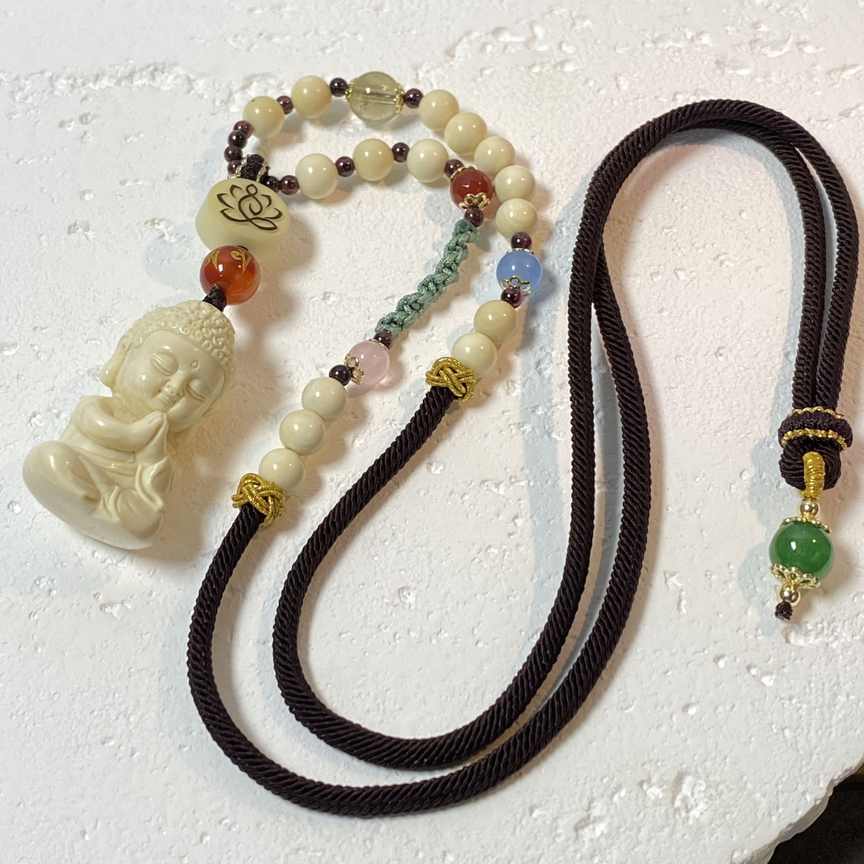 【亿轩珠宝】猛犸牙宝宝佛吊坠diy项绳