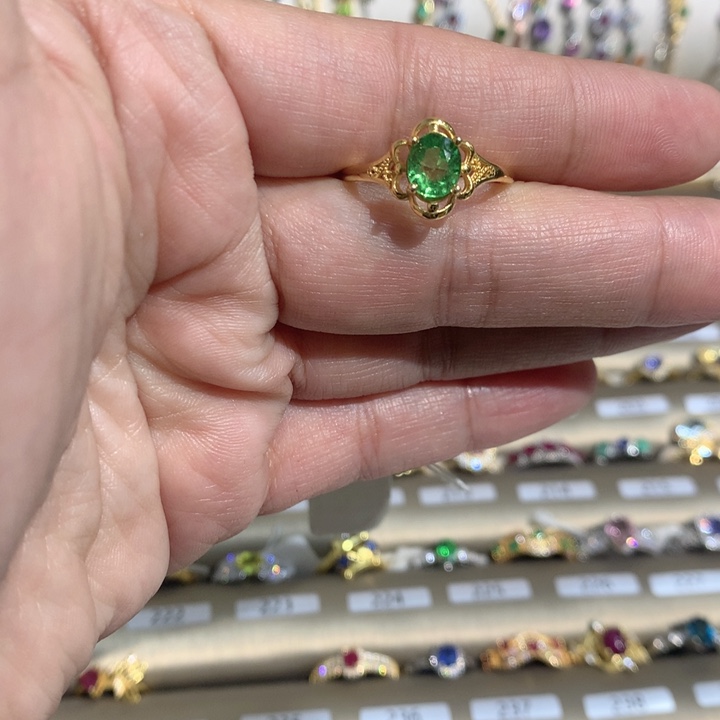 戒指石榴石（沙弗莱）银S925镶嵌