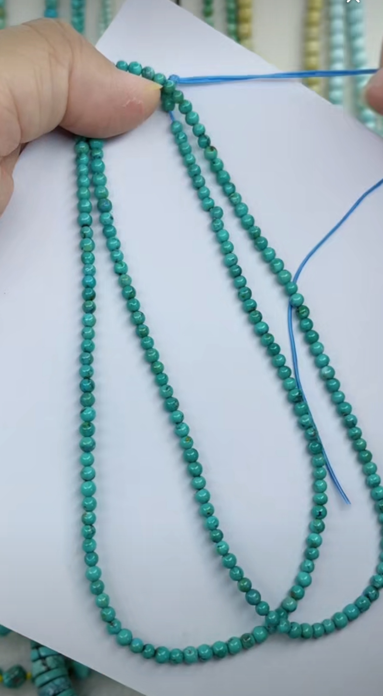 天然原矿绿松石米珠链