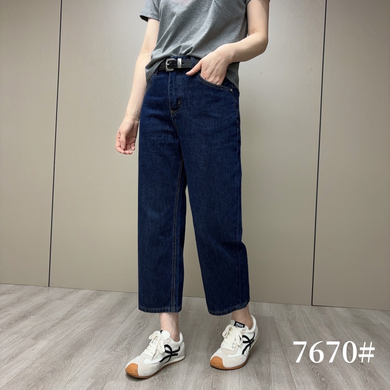 【魅力风】春夏新款无弹显瘦百搭法棍裤九分牛仔裤7670款