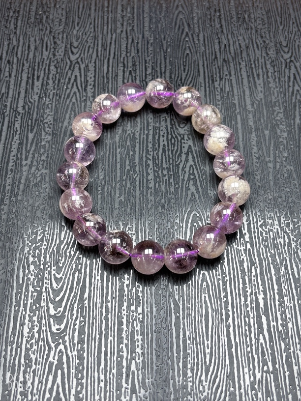 A83 天然紫水晶兔毛手串卡11mm