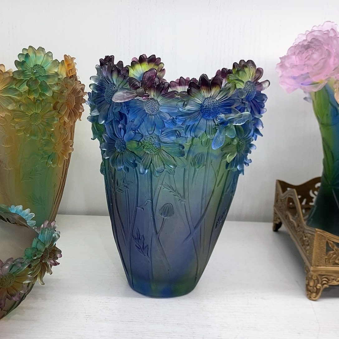 摆件脱蜡水晶小雏菊花瓶