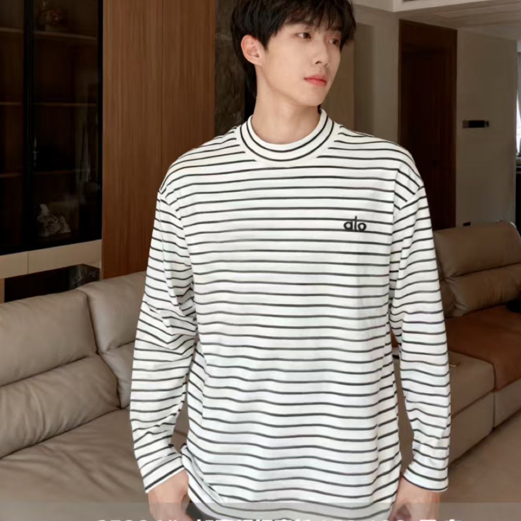 青少年长袖t恤2025新款男大童春秋款上衣初高中生条纹打底衫潮牌
