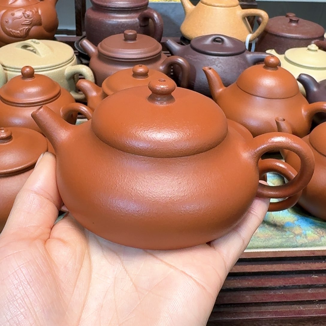 紫砂茶壶朱泥半手工140毫升