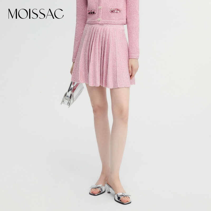 商场同款 摩萨克芭蕾风百褶短款针织A字半身裙女MWEQ20222