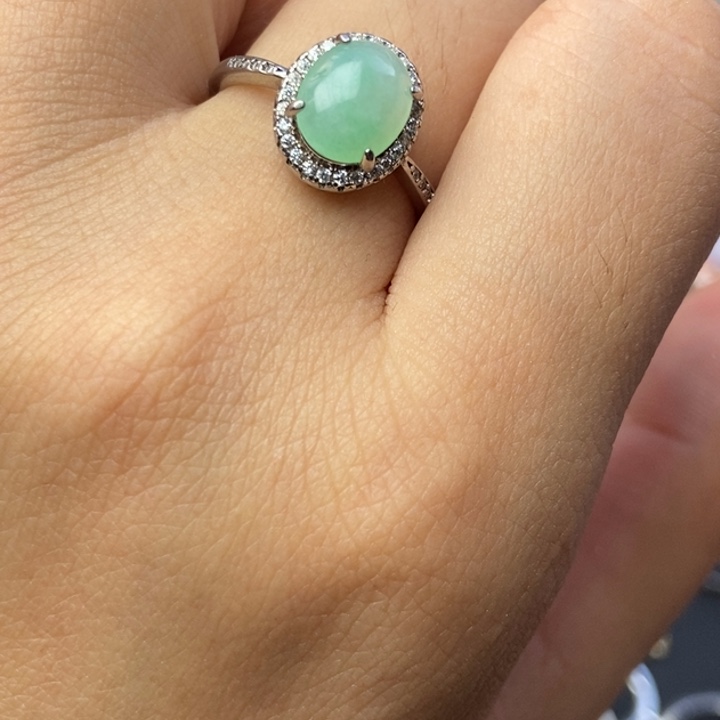 翡翠戒指银S925镶嵌戒指