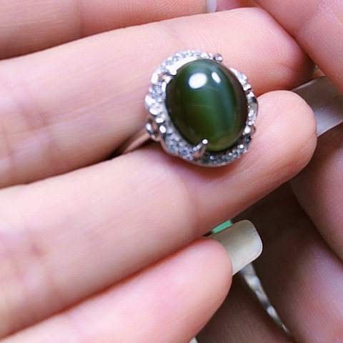 和田玉银S925镶嵌戒指