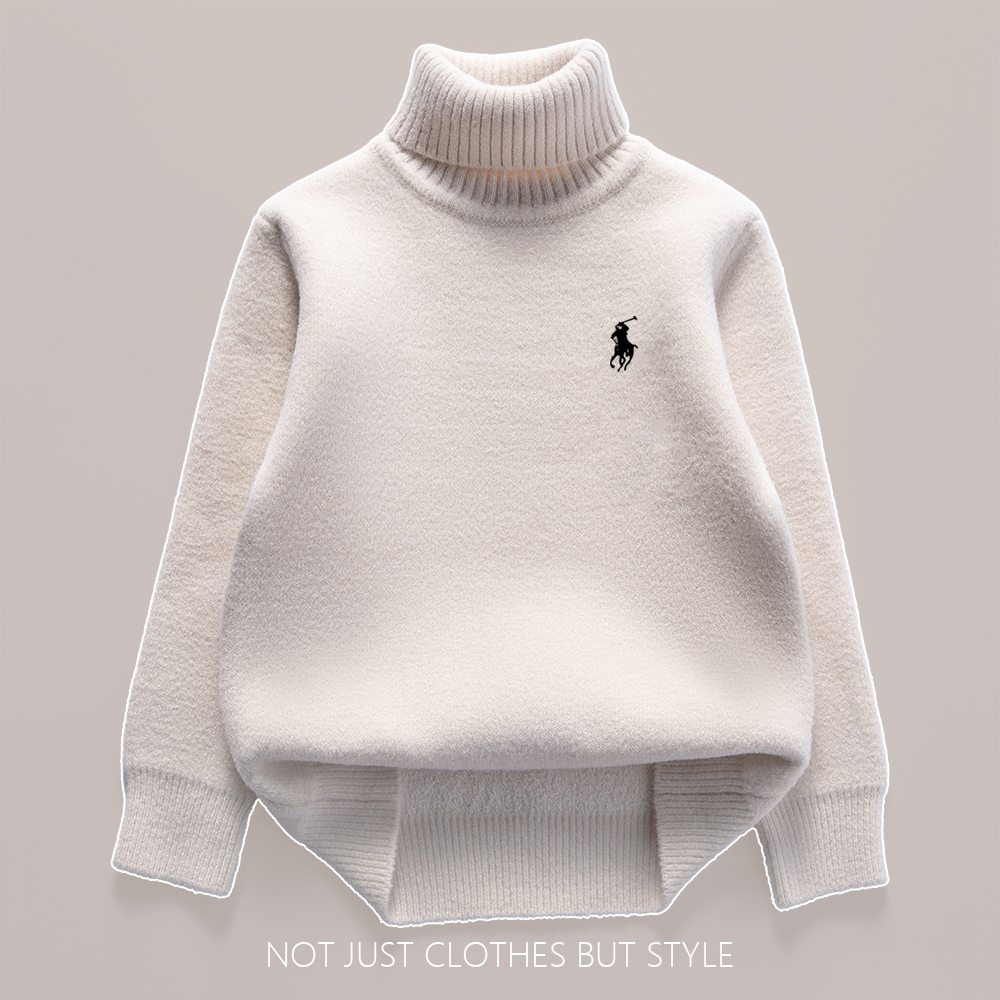 【毛巾绒】秋冬男女童装高领毛衣翻领针织衫加绒加厚一体绒打底衫