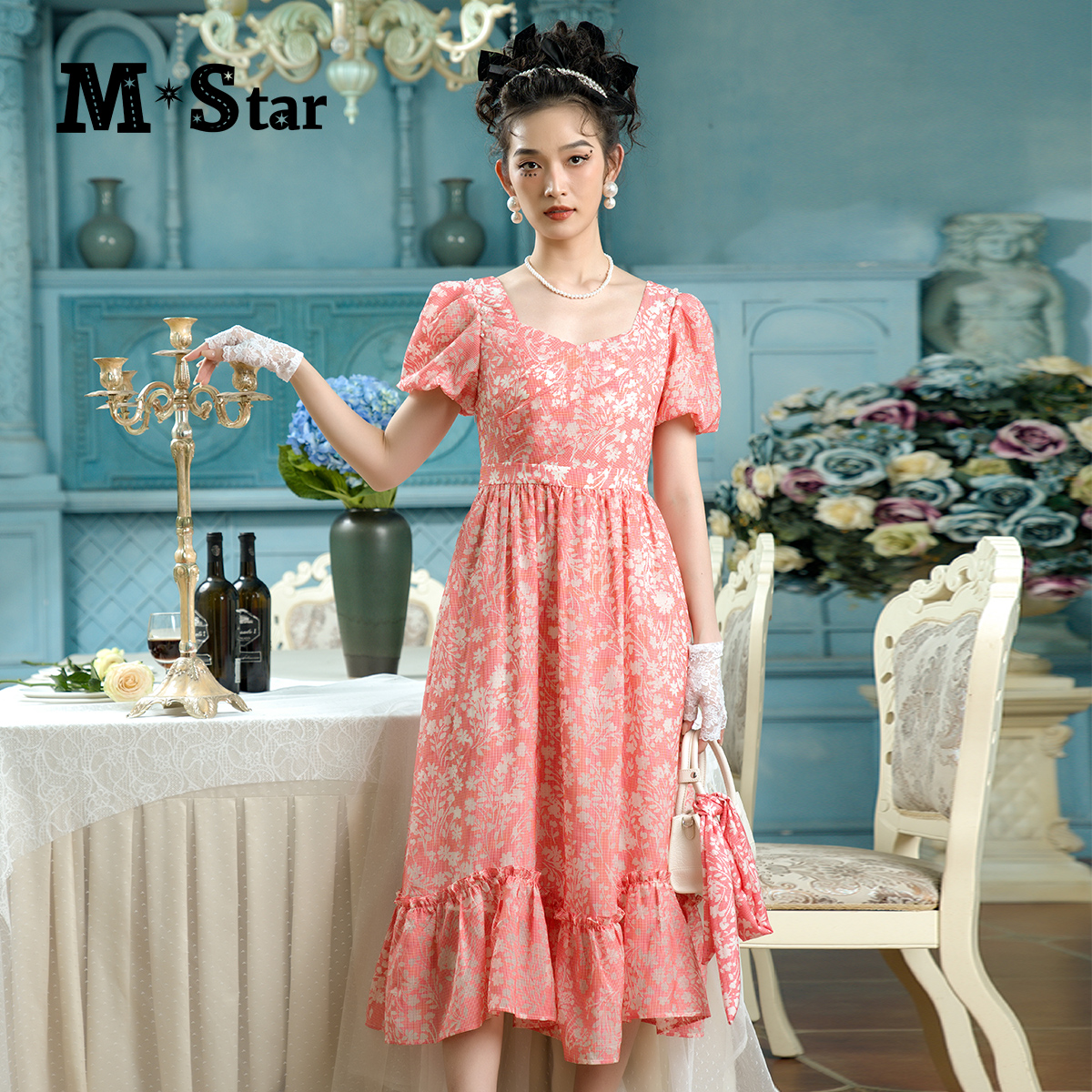 【蜜思仝】M-Star明星系列薄短袖方领装连衣裙SEBL122545