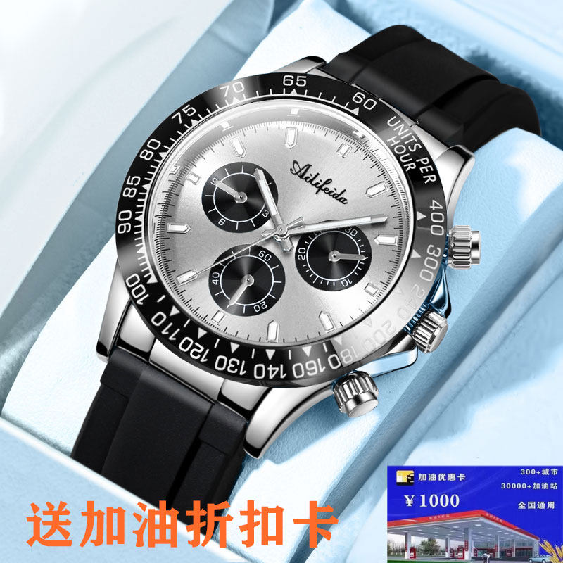 【赠折扣卡】熊猫迪男士手表胶带防水夜光简约时尚手表-X