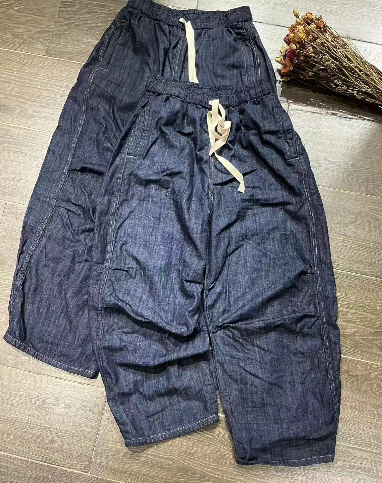 牛仔双层直筒弯刀老爹裤