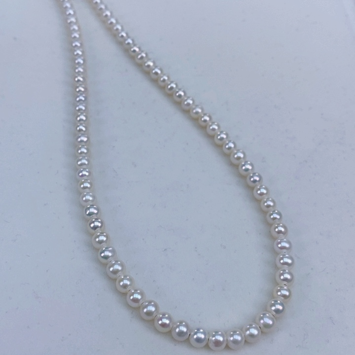 淡水珍珠颈饰银S925镶嵌5左右无瑕疵珍珠项链