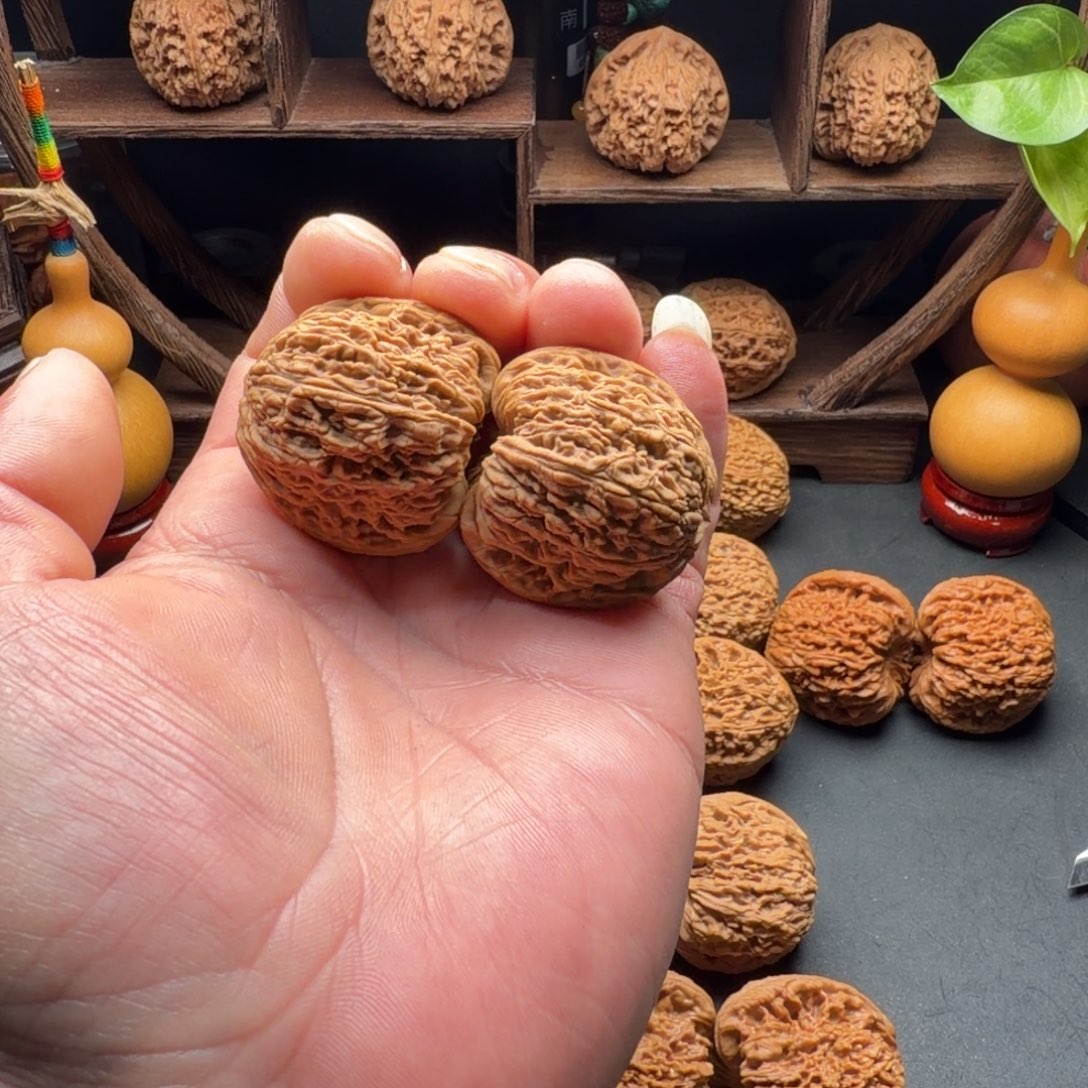 嘟***嘟文玩核桃把件南疆石蚂蚁拉丝菊花底尺寸37