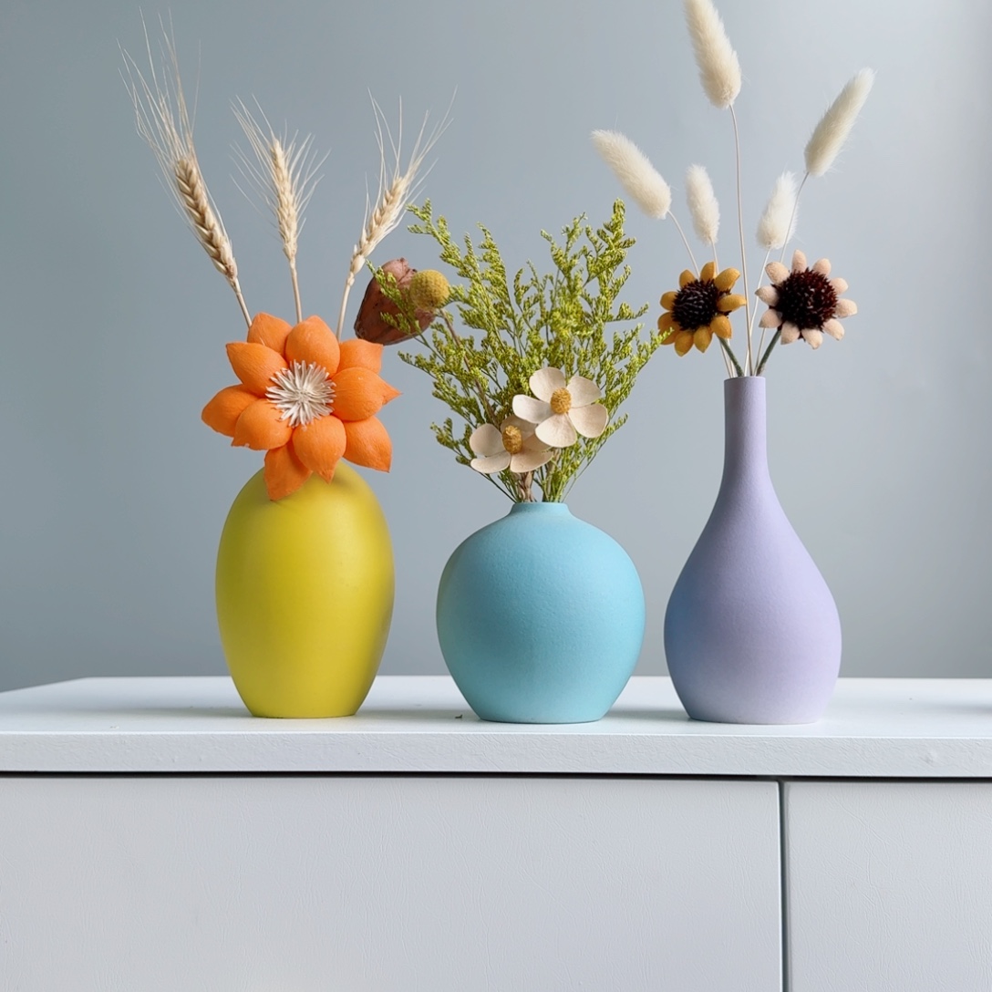 摆件陶瓷花瓶摆件含花总高约20-30cm