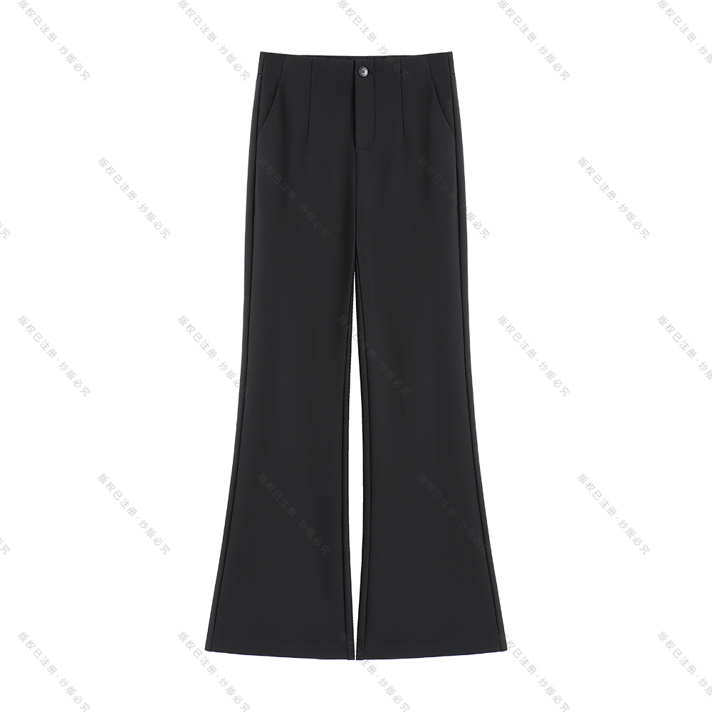 【南油虹姐】秋季新款高腰修身显瘦微喇裤垂感窄版西装休闲裤女