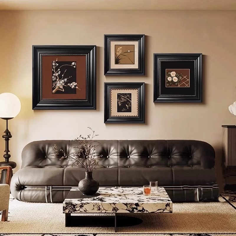 法式中古餐厅玄关装饰画梅兰竹菊高级感卧室壁画客厅挂画装饰画