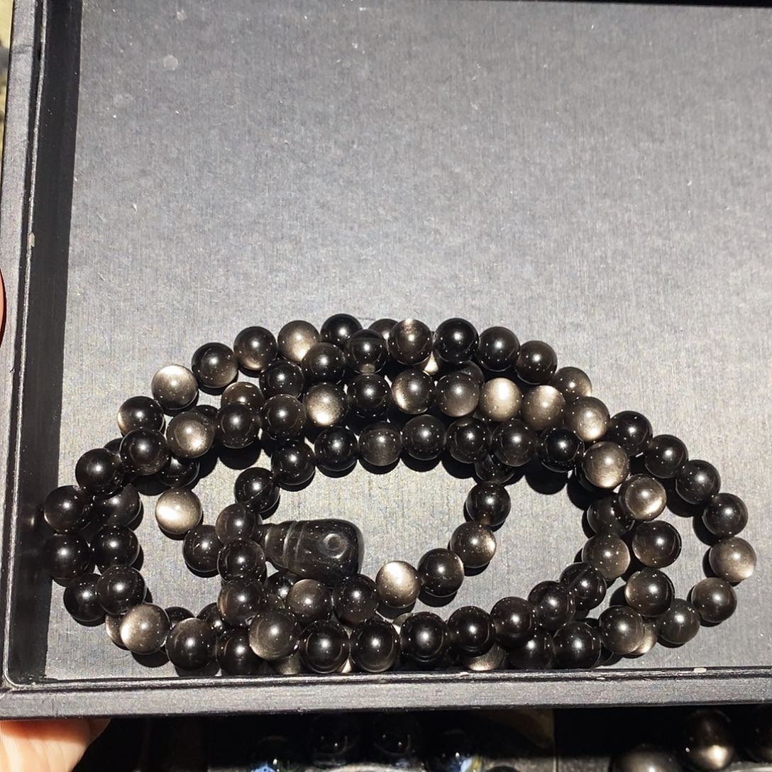 泡***情黑曜岩未镶嵌手链