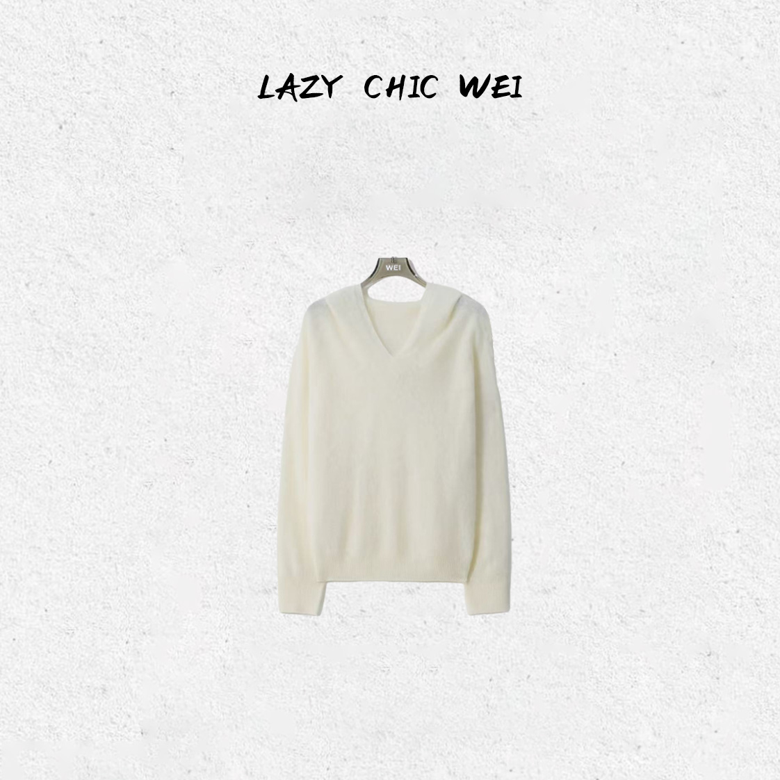 WEI 山羊绒绵羊毛混纺拉绒连帽针织上衣2539SSW5762