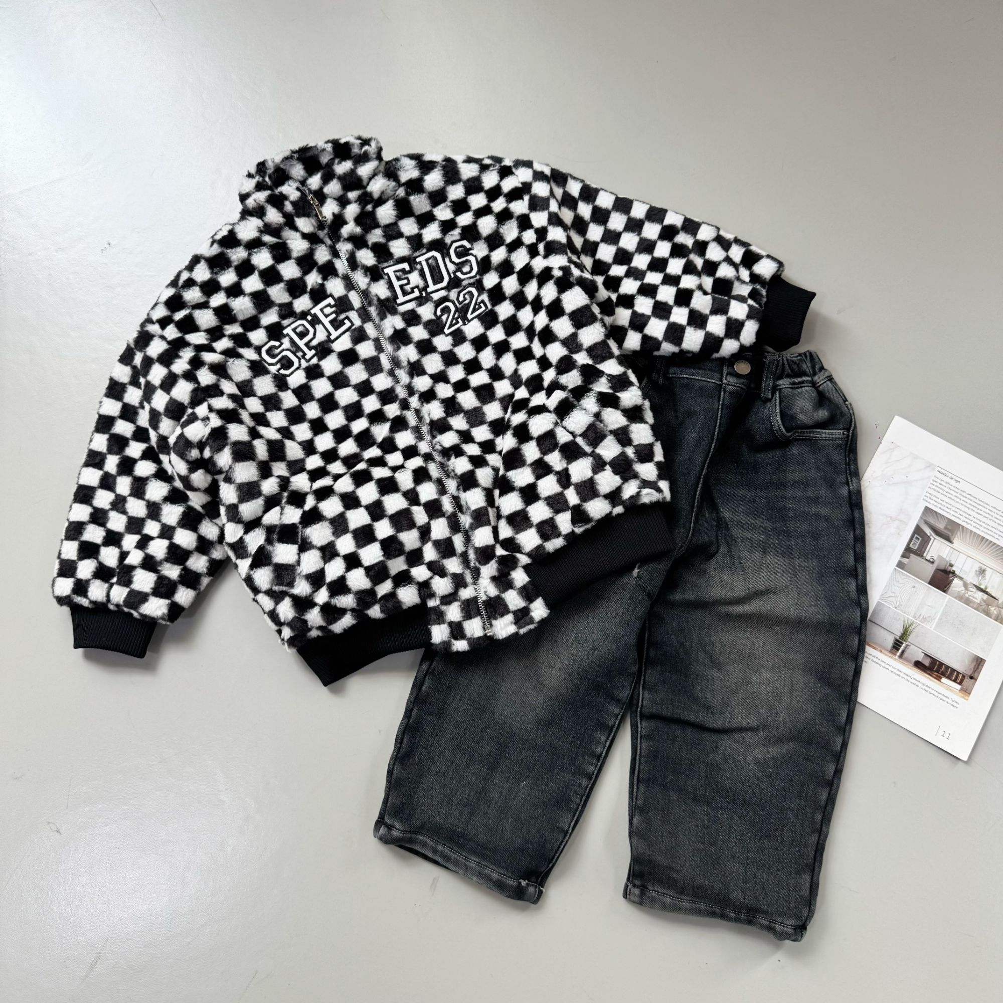 甜妈家童装 冬季新款儿童夹棉毛毛衣男女童加厚外套