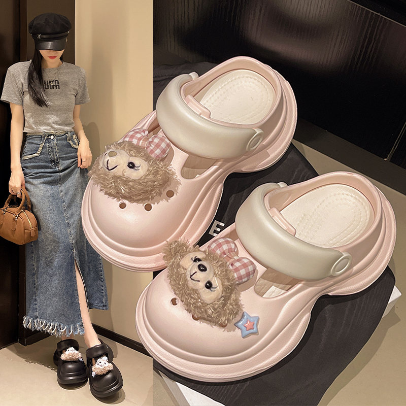 2025新款可爱雪莉玫少女心洞洞鞋外穿防滑厚底室内玛丽珍欧若风女