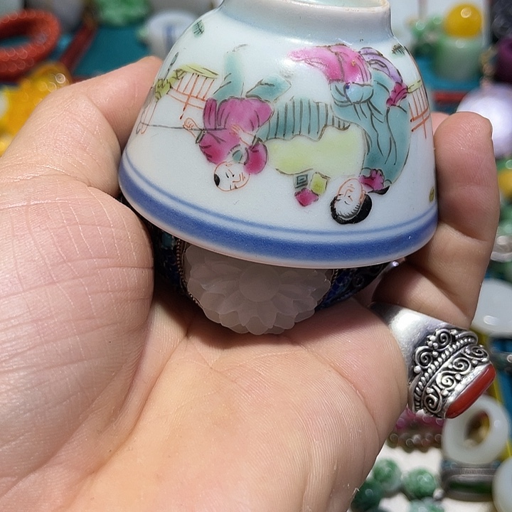 雪***湖青花手绘小主人杯子