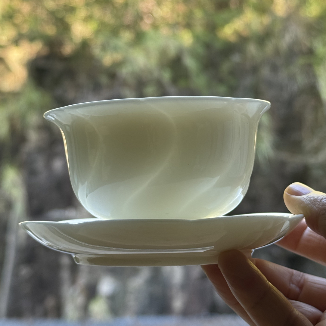 德化白瓷羊脂玉小碗酱料碗沙拉碗配碟子