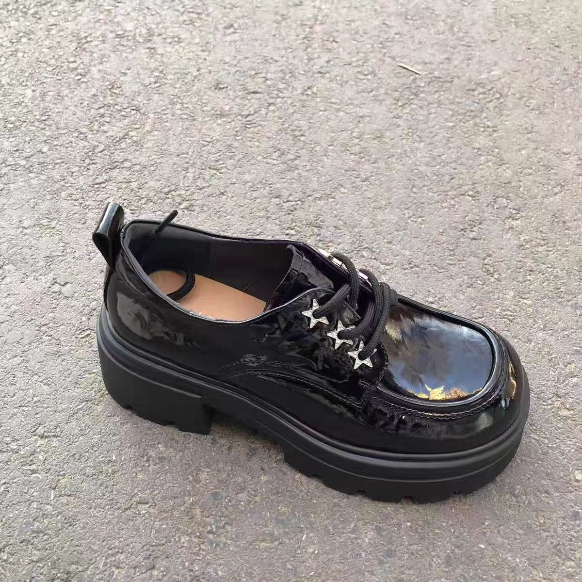 轩美诗2025春季厚底漆皮英伦风乐福鞋512-4045