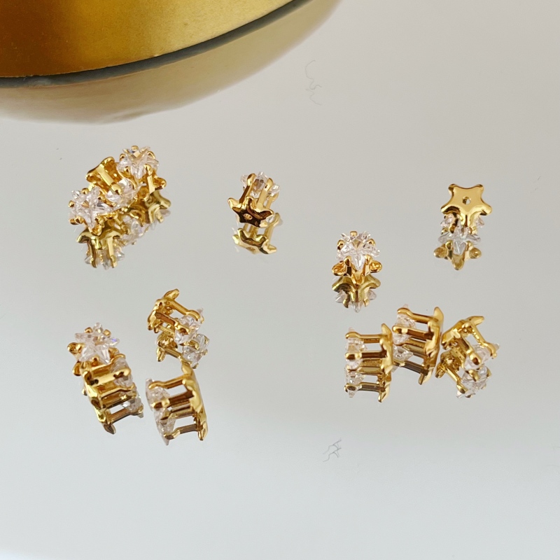 左夕M5501【30颗金底白色升级卡4五角星爪钻】铜镀金高保色DIY