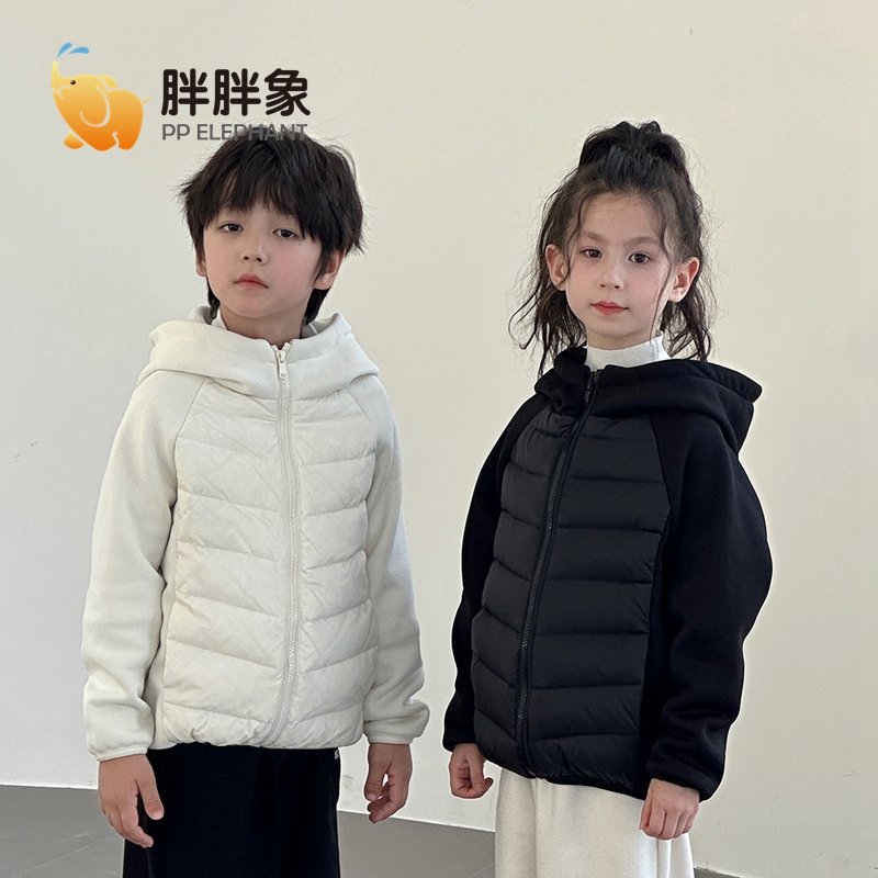 【胖胖象】儿童连帽拼接款薄款羽绒服内搭秋冬校服神器韩版冬装Q06