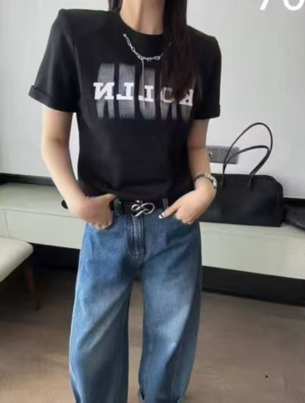 A2790黑KO英文链接设计时尚T恤