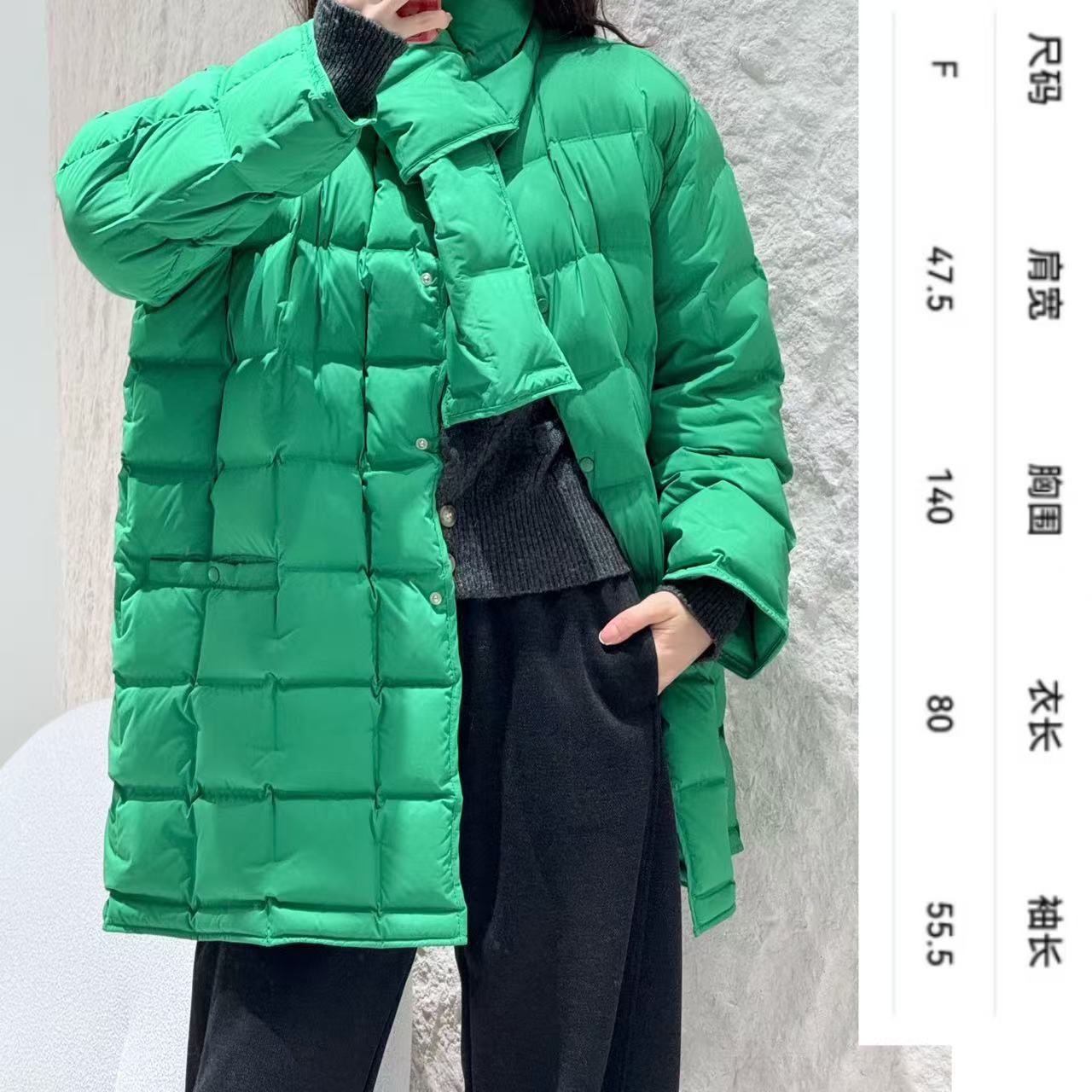 围巾款白鹅绒小方格直充羽绒服 保暖秋冬女款加厚女士时尚休闲