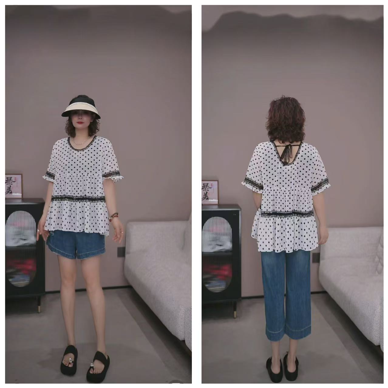 【NO退换】瑕疵品 欧货【波点蕾丝娃娃衫】YYX 5290