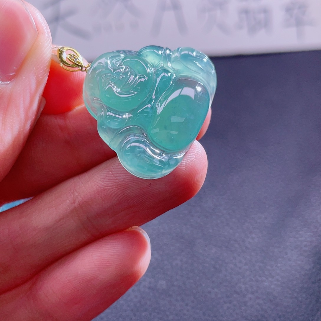 翡翠颈饰18K金镶嵌88888888