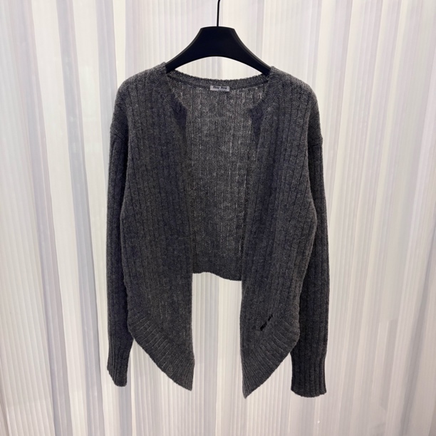99新 MIU MIU/缪缪 W109197 /灰色针织开衫/尺码38/