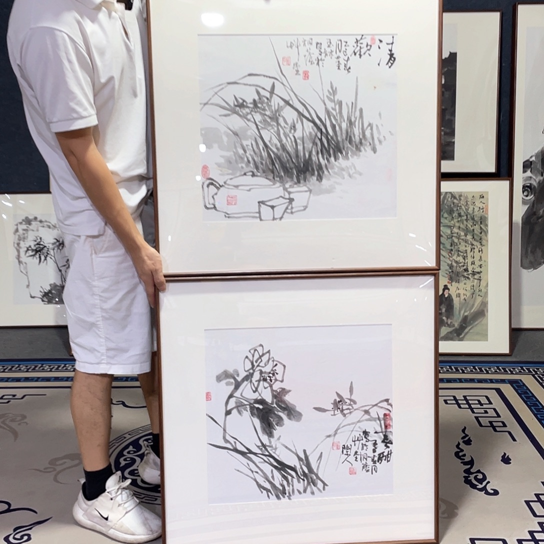 国画手绘画作品带框70/70