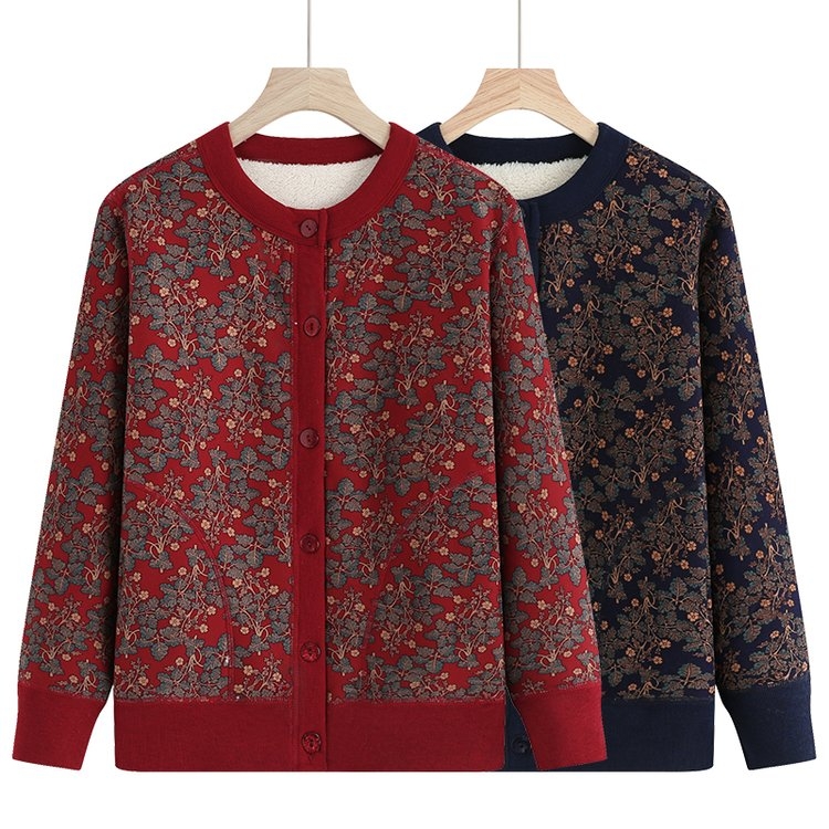 秋冬新款女装轻薄加绒保暖上衣妈妈装