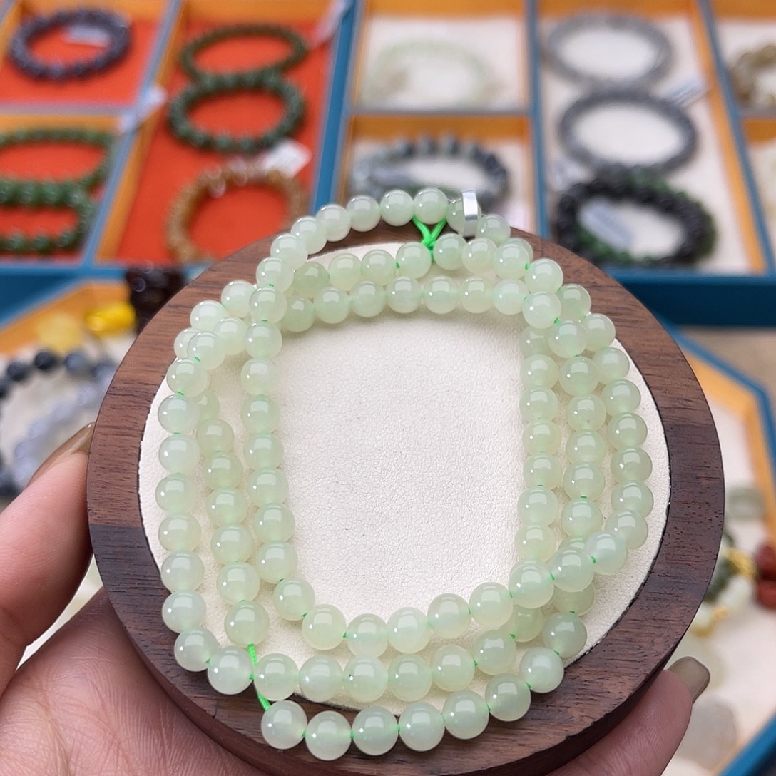 和田玉未镶嵌手串A17卡6