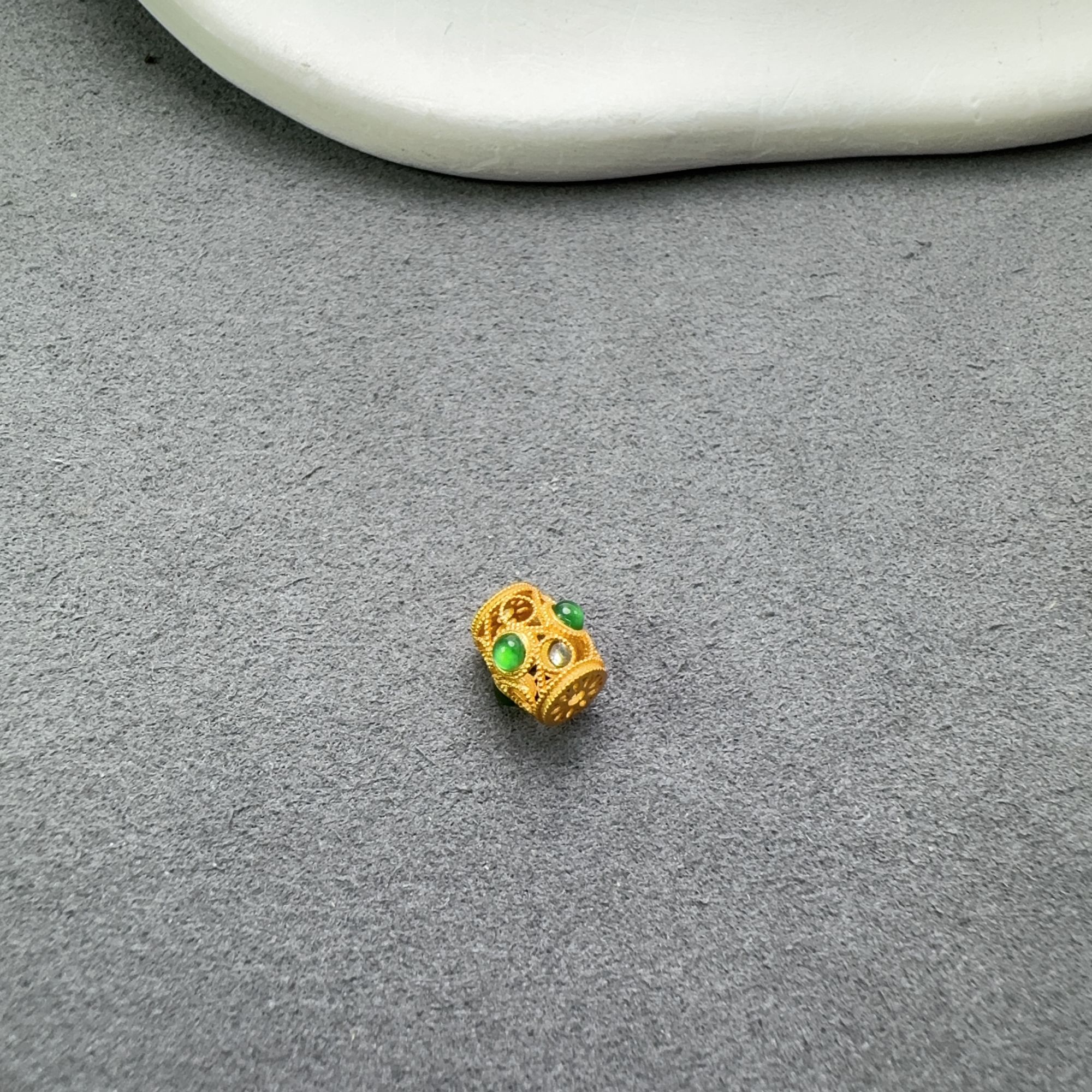 满绿翡翠桶珠配件S925银